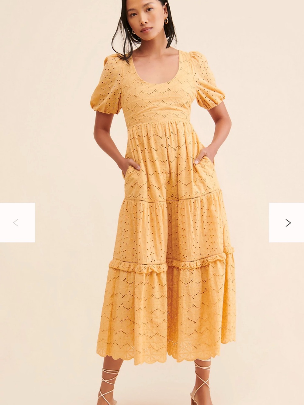 Harni Orange Eyelet Midi Dress